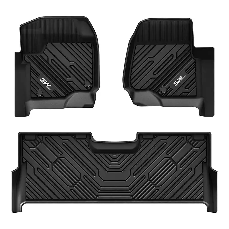 3W Custom Floor Mats Ford F250 F350 F450 F550 2017-2026 Super Duty Crewcab Bucket Seat With Under Seat Storage Thorex™ All-Weather Protection 1