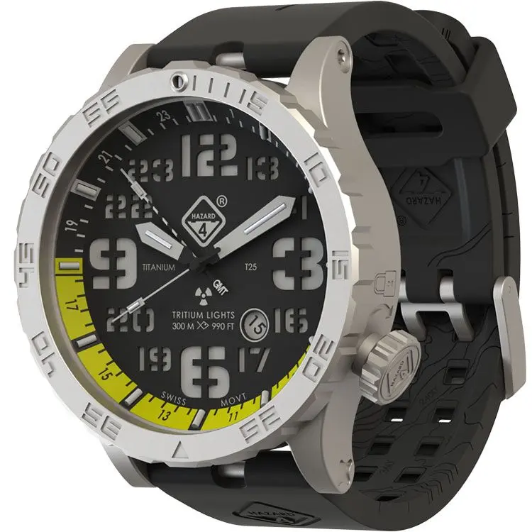 Blacktie Yellow Gmt Edition - Heavy Water Diver 50Mm Titanium Tritium Watch W Swiss Movement 1