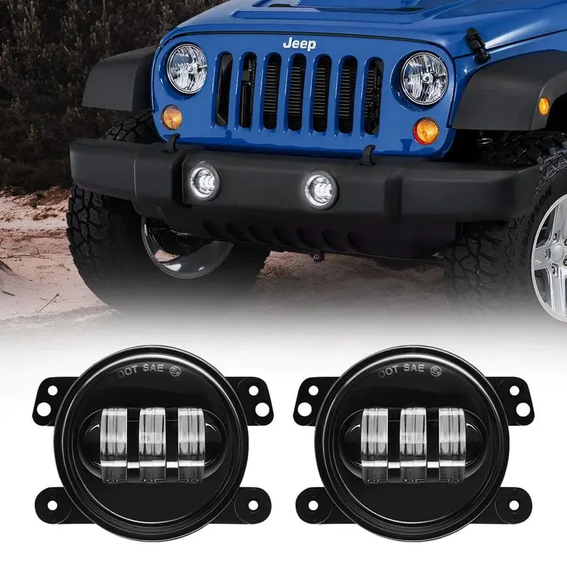 Suparee 4" Jeep Wrangler Led Fog Light Bright White For 2007-2018 Jk Jku 1