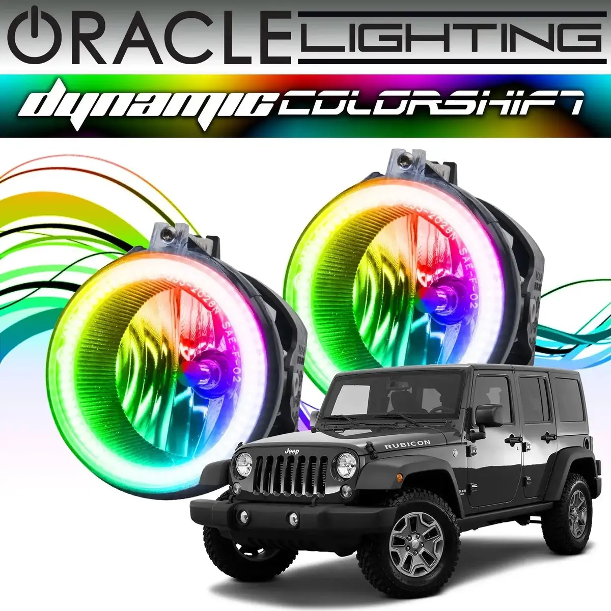 Oracle Lighting 2007-2017 Jeep Wrangler Dynamic Colorshift Fog Light Halo Kit 2