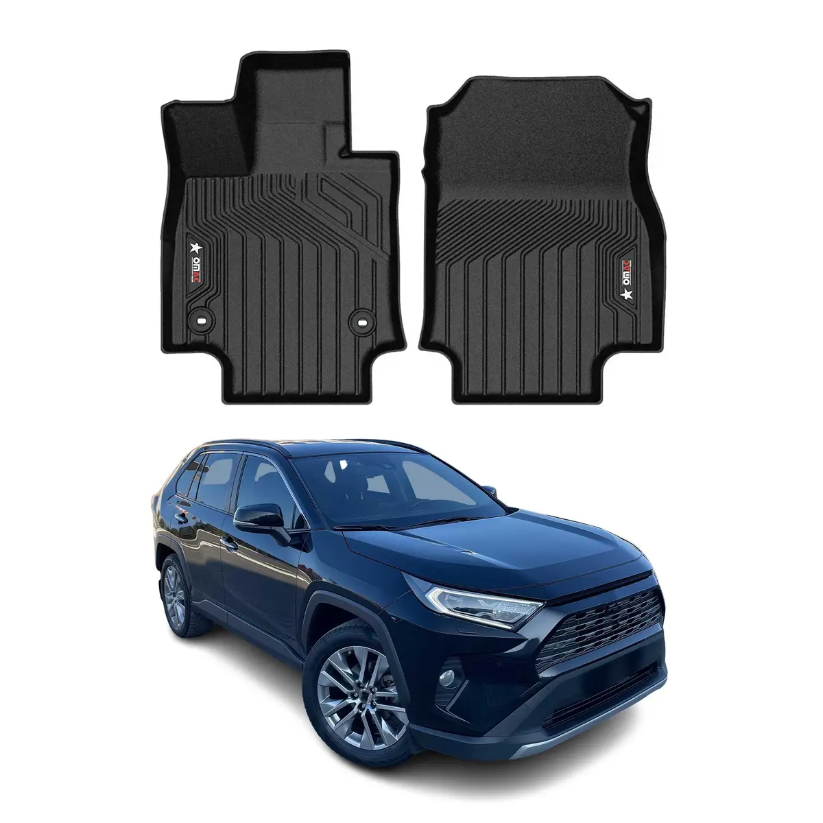 2019-2025 Toyota Rav4 Gas Premium Floor Mats Liners First Row Front Black 1