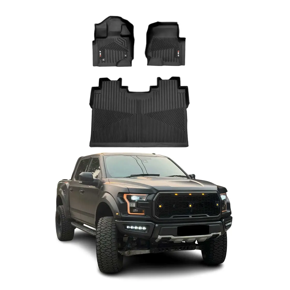 2015-2020 Ford F-150 Supercrew Premium Floor Mats Liners First And Second Row Set Black 1