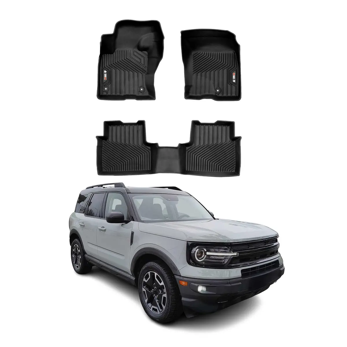 2021-2026 Ford Bronco Sport Premium Floor Mats Liners First And Second Row Set Black 1