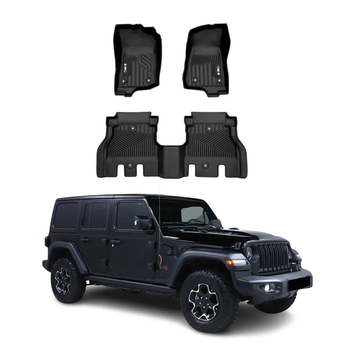 2018-2026 Jeep Wrangler Premium Floor Mats Liners First And Second Row Set 1