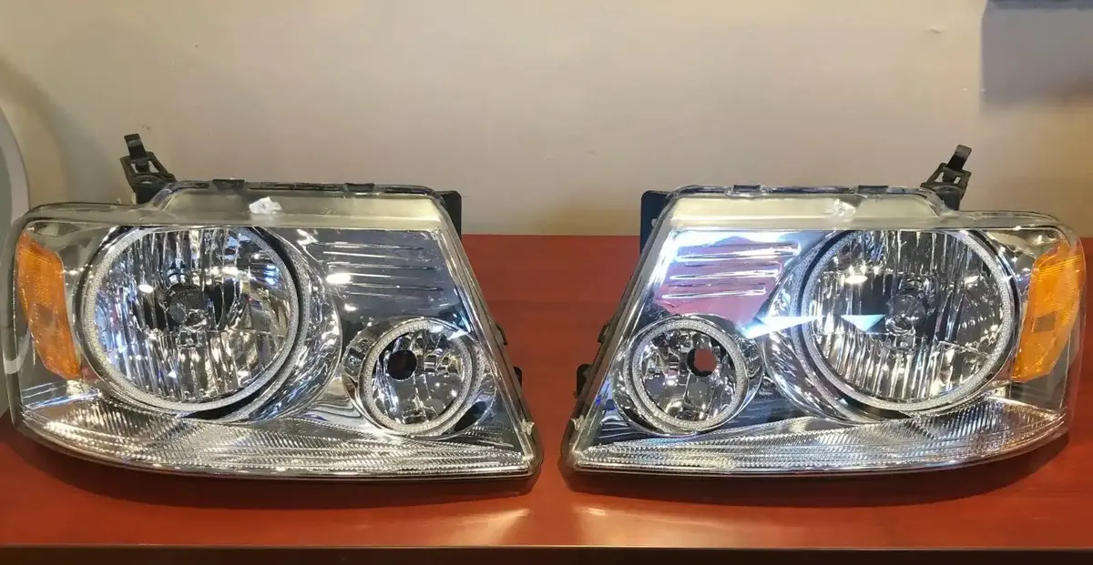 Used 2005-2008 Ford F-150 Pre-Assembled Headlights- Chrome - Amber 7043-005 - Clearance 1