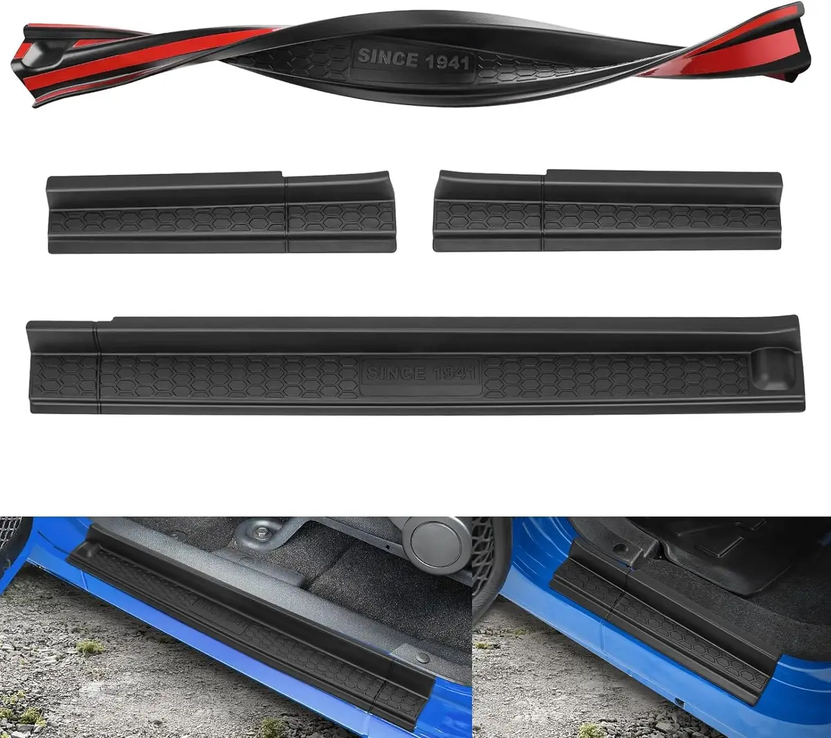 Jeep Door Sill Guards Kit With Logo 1941 For 2007-2018 Wrangler Jku 4-Door 1