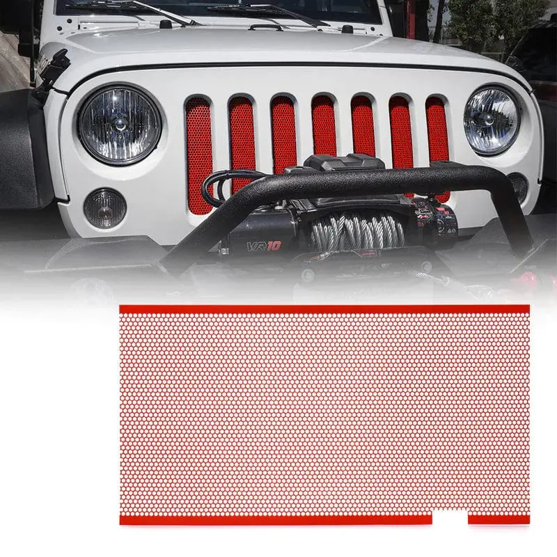 Jeep Grille Insert With Red Stainless Steel For 2007-2018 Wrangler Jk Jku 1