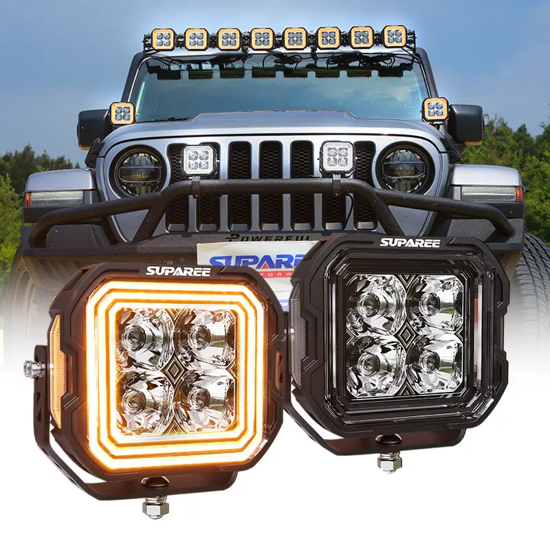 Suparee Hyper 5” Halo Drl Led Pods For Jeep Wrangler Jl, Ip69k 1