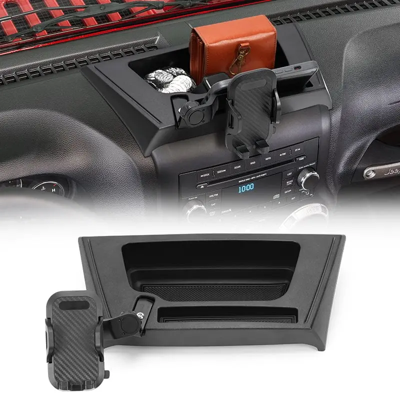 Jeep Phone Mount With Dash Tray Storage Box For 2011-2017 Wrangler Jk Jku 1