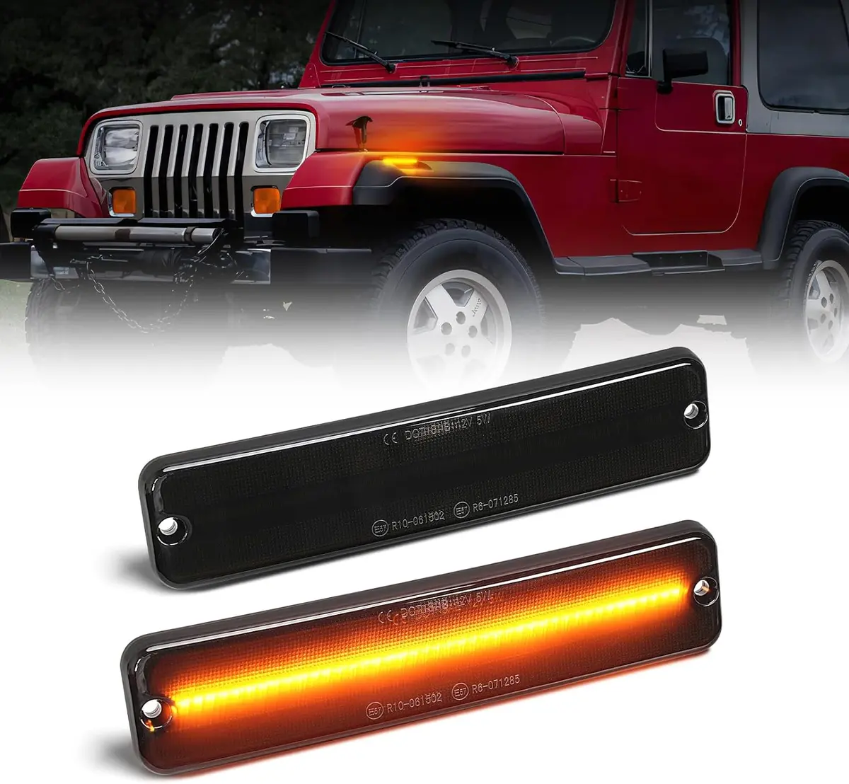 Suparee Jeep Wrangler Yj Led Side Marker Lights With Smoked Lens For 1987-1995 1