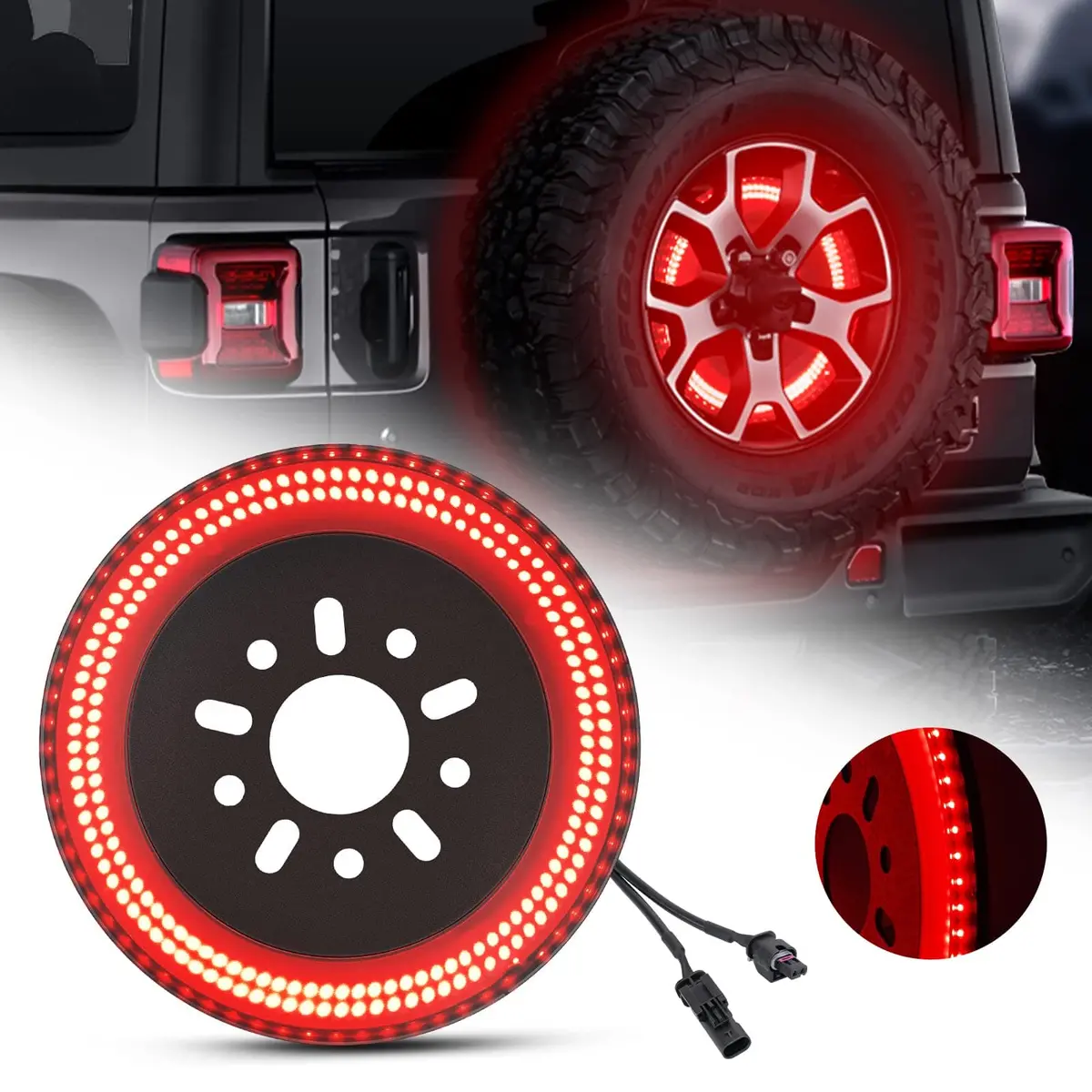 Suparee Jeep Jl Jlu 3-Side Led Spare Tire Brake Light For 2018+ Wrangler 1