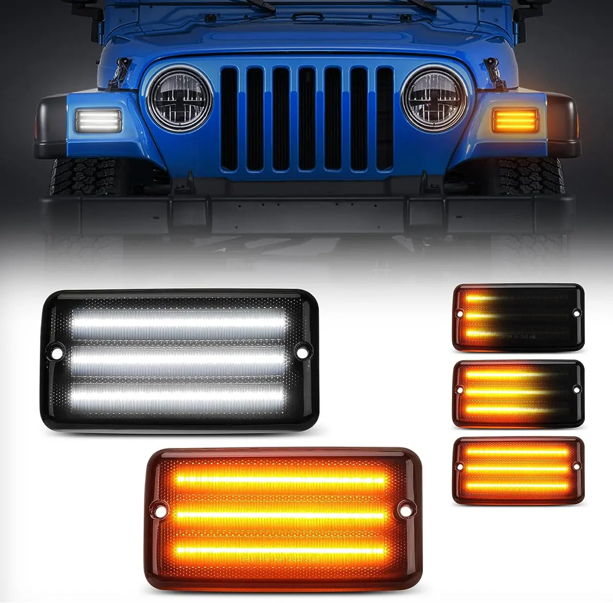 Suparee Jeep Led Turn Signal Lights With Sequential Amber For Wrangler Tj 1997-2006 1