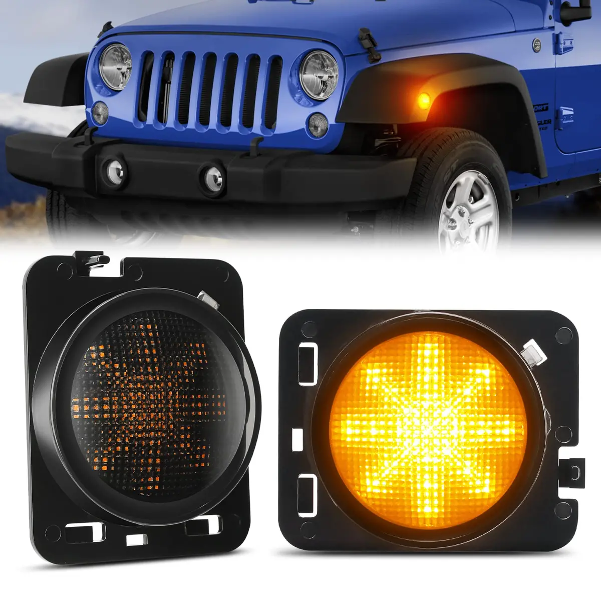 Suparee Jeep Wrangler Jk Jku Led Side Marker Lights With Snowflake Pattern 1