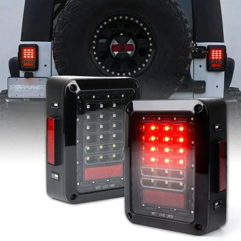 Suparee Jeep Wrangler Led Tail Lights With Clear Lens For 2007-2018 Jk Jku 1