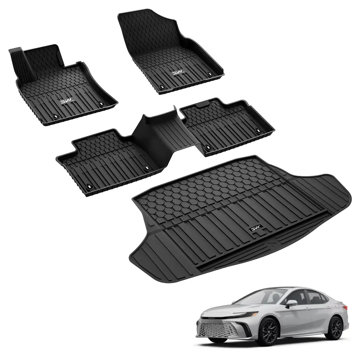3W Toyota Camry 2025-2026 Floor Mats / Trunk Mat (Include Hybrid) Thorex™ All-Weather Protection 1