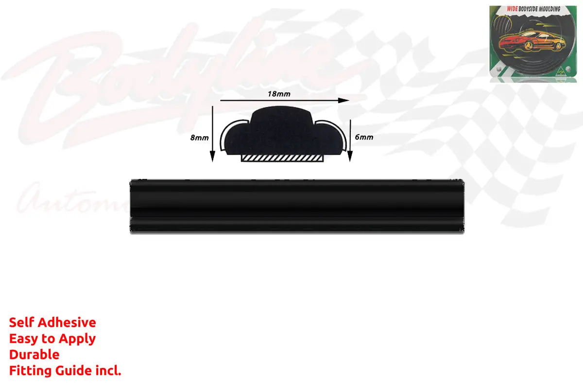 Bm1-Style 18Mm 9 Metre Black Roll Wheel Arch Bumper Insert Moulding Striping For Car Boat Trim 1