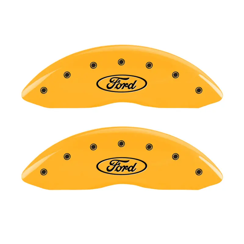 Mgp Oval Logo Brake Caliper Covers For Ford Vehicles – Yellow Finish With Black Embellishment 1
