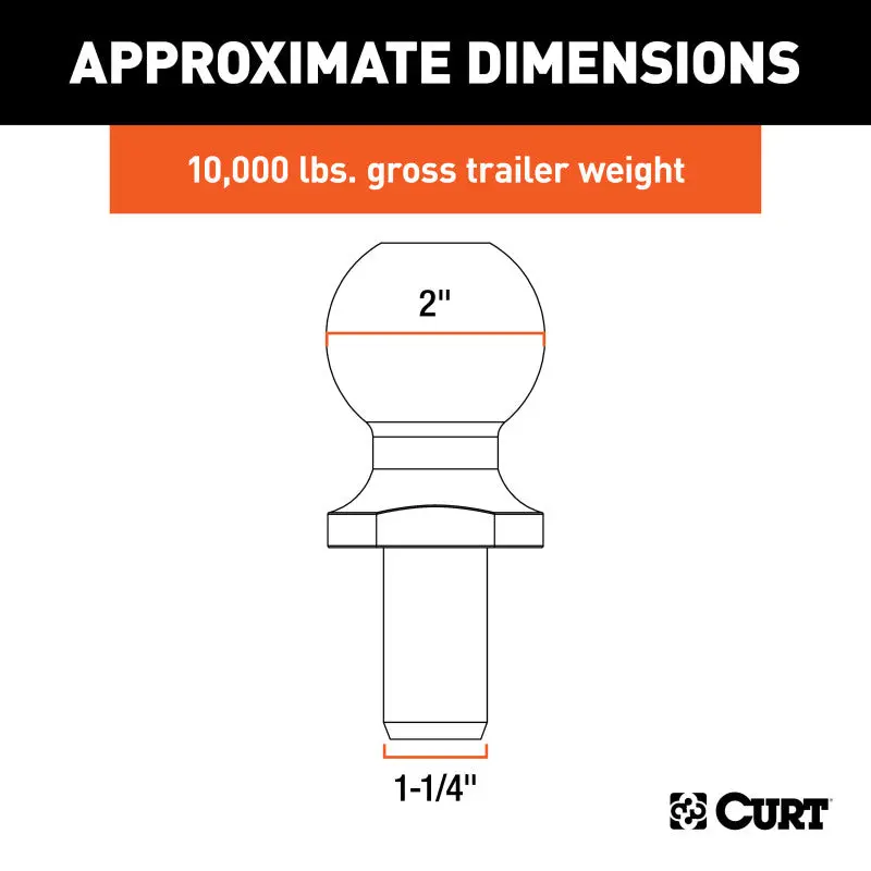 Curt Securelatch 2" Pintle Ball Replacement – 10,000 Lb Capacity, 1-1/4" Shank 2