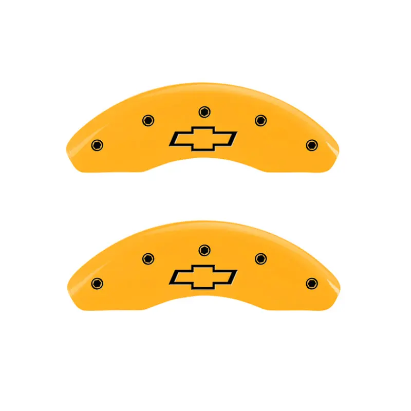 Mgp Engraved Brake Caliper Covers – Front And Rear, Bowtie Yellow Finish With Black Accent 1
