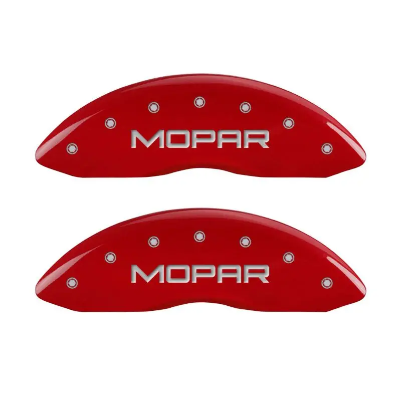 Mgp Engraved Front And Rear Brake Caliper Covers For Mopar Vehicles – Red Finish With Silver Chrome Accents 1