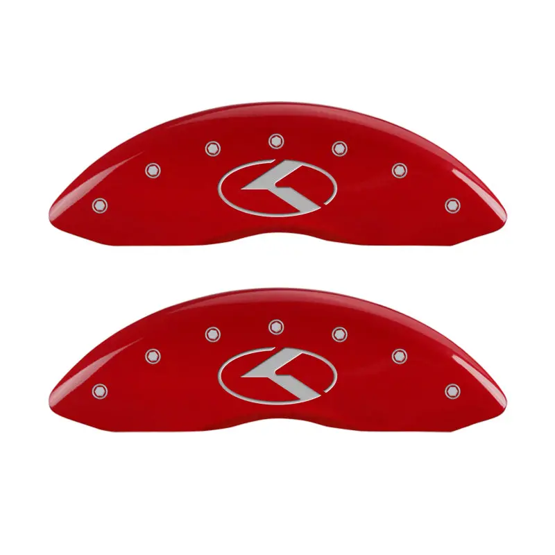 Mgp Engraved Front & Rear Brake Caliper Covers For Kia – Red Finish With Silver Circle K Logo 1