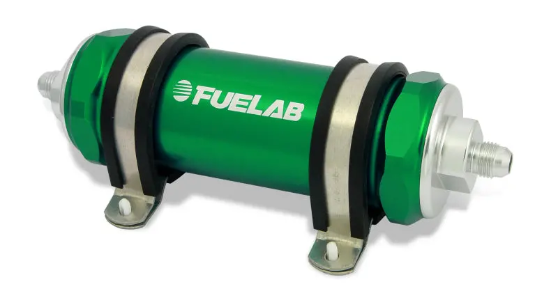 Fuelab 828 Inline Fuel Filter – Green Housing, -8 An Inlet / -12 An Outlet, 6-Micron Fiberglass Media 1