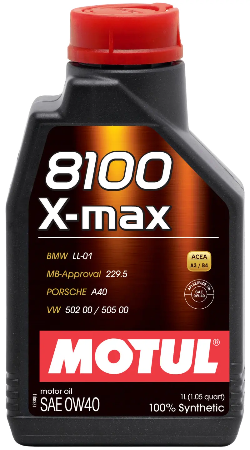 Motul 8100 X-Max Synthetic Engine Oil – 1L, 0W-40, Porsche A40 Approved 1