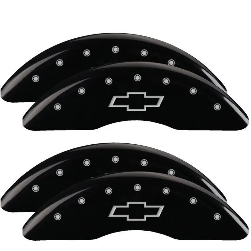Mgp 4 Caliper Covers Engraved Front & Rear Bowtie Black Finish Silver Ch 20+ Silverado 2500 Hd 1